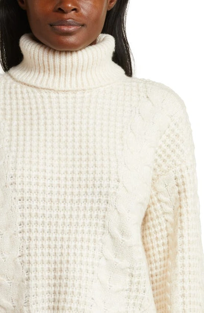 Shop Joe's The Harper Cable Stitch Recycled Polyester Blend Turtleneck Sweater In Eggnog