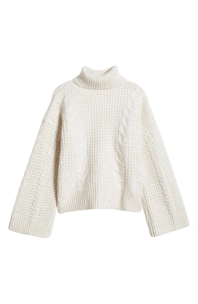 Shop Joe's The Harper Cable Stitch Recycled Polyester Blend Turtleneck Sweater In Eggnog