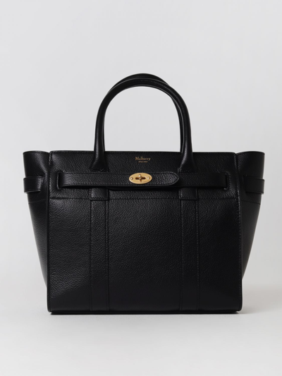 Shop Mulberry Bayswater Bag In Grained Leather With Shoulder Strap In Black