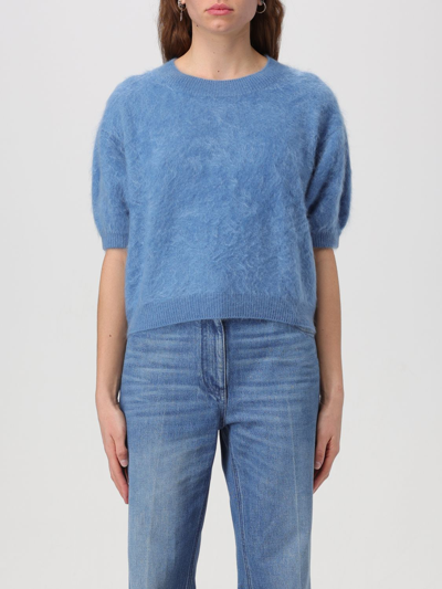 Shop Lisa Yang Sweater  Woman Color Gnawed Blue