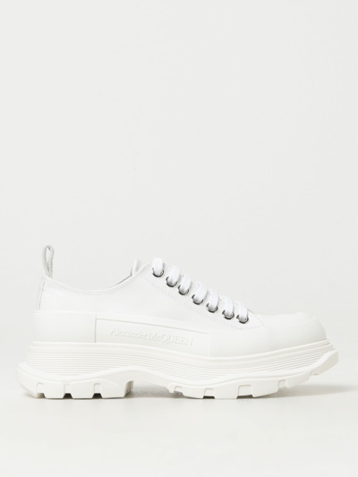 Shop Alexander Mcqueen Tread Slick Sneakers In Canvas And Rubber In White