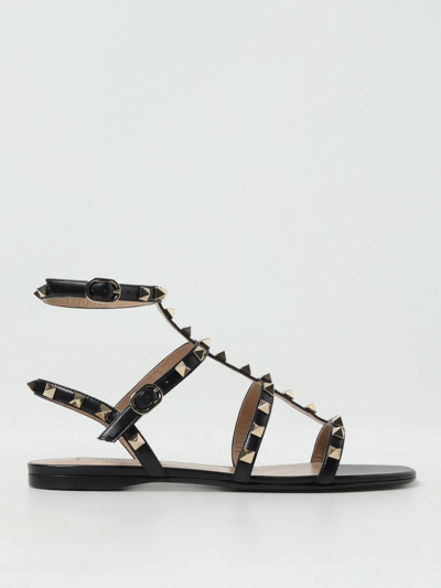 Shop Valentino Rockstud Sandals In Nappa With All-over Studs In Black