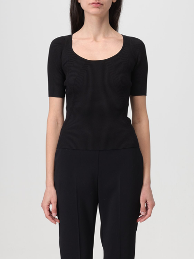 Pinko Round-neck Ribbed T-shirt In Black