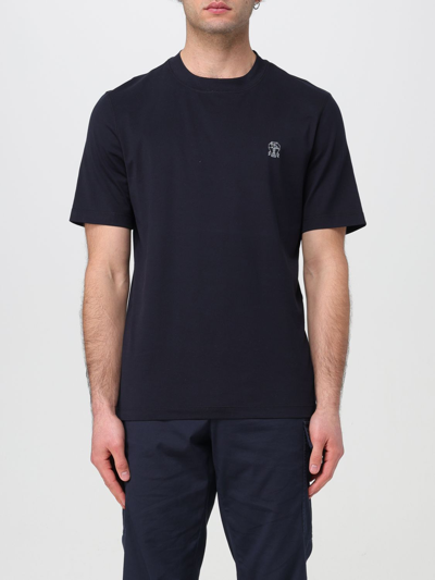 Shop Brunello Cucinelli T-shirt  Men Color Navy