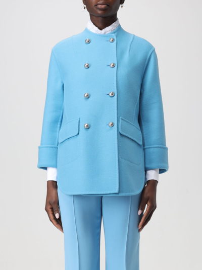 Shop Ermanno Scervino Coat  Woman Color Gnawed Blue