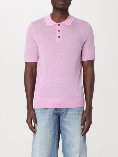 Shop Dsquared2 Polo Shirt  Men Color Pink