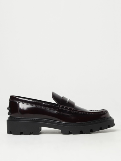 Shop Tod's Brushed Leather Loafers In Violet