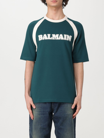 Shop Balmain T-shirt  Men Color Green