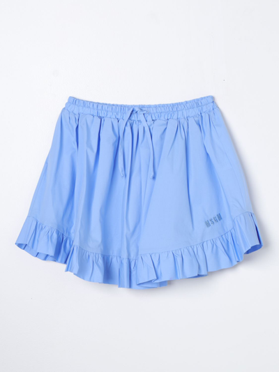 Shop Msgm Skirt  Kids Kids Color Gnawed Blue