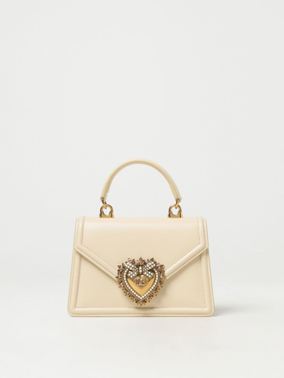 Shop Dolce & Gabbana Devotion Bag In Leather In Butter