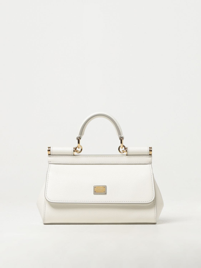 Shop Dolce & Gabbana Sicily Bag In Grained Leather In White