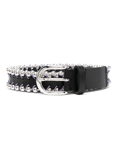 Shop Isabel Marant Leather Belt With Studs In Black  