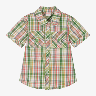 Shop Boboli Boys Green Check Cotton Shirt