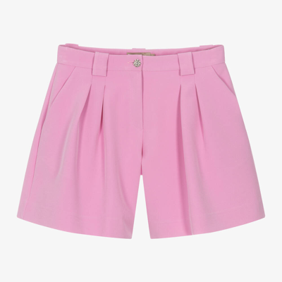 Shop Elie Saab Teen Girls Pink Diamanté Pleated Shorts
