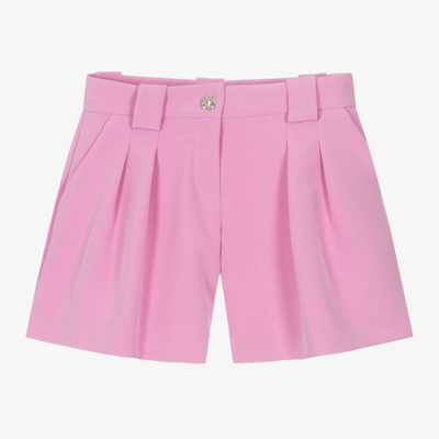 Shop Elie Saab Girls Pink Diamanté Pleated Shorts