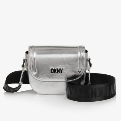 Shop Dkny Girls Metallic Silver Faux Leather Bag (17cm)