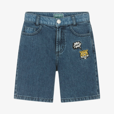 Shop Kenzo Kids Boys Blue Denim Shorts