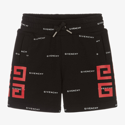 Shop Givenchy Boys Black 4g Cotton Shorts
