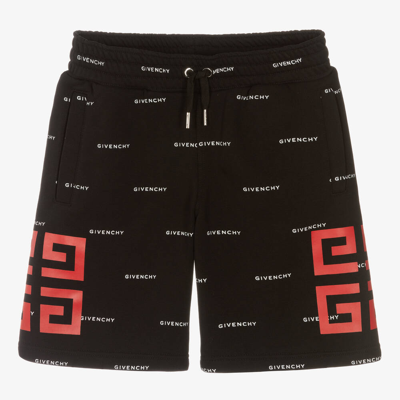 Shop Givenchy Teen Boys Black 4g Cotton Shorts