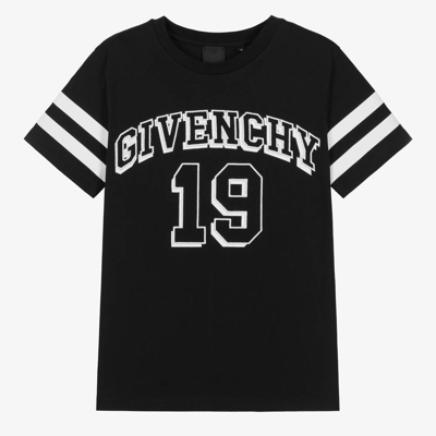 Shop Givenchy Teen Boys Black Cotton Varsity T-shirt