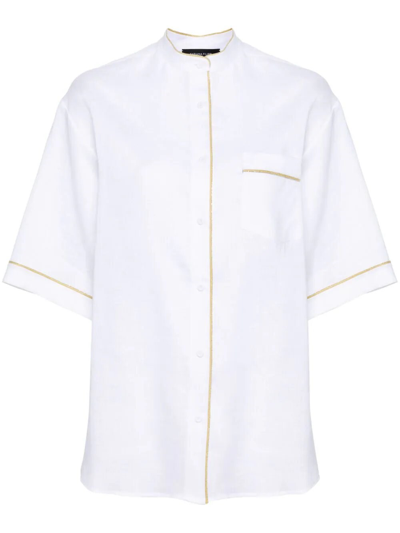 Shop Fabiana Filippi Mandarin Collar Shirt In White