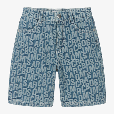 Shop Marc Jacobs Boys Blue Jacquard Denim Shorts