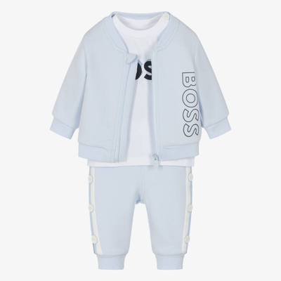 Shop Hugo Boss Boss Baby Boys Light Blue Tracksuit Set