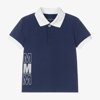 Shop Mitch & Son Boys Navy Blue Cotton Polo Shirt