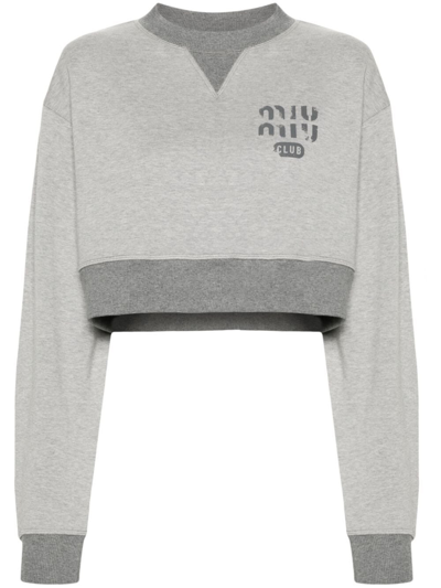 Shop Miu Miu Club Sweatshirt In Gray