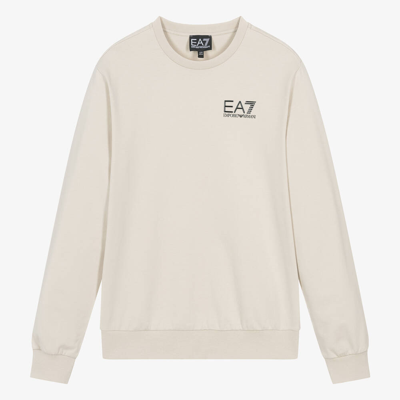 Shop Ea7 Emporio Armani Teen Boys Beige Cotton Sweatshirt