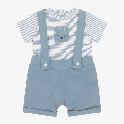 Shop Ido Mini Baby Boys Blue Striped Cotton Shorts Set
