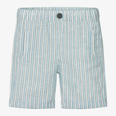 Shop Ido Mini Baby Boys Blue Striped Linen Shorts