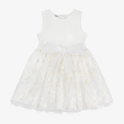 Shop Ido Baby Girls Ivory Floral Tulle Dress