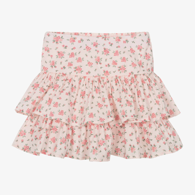 Shop Ido Baby Girls Pale Pink Cotton Floral Skirt