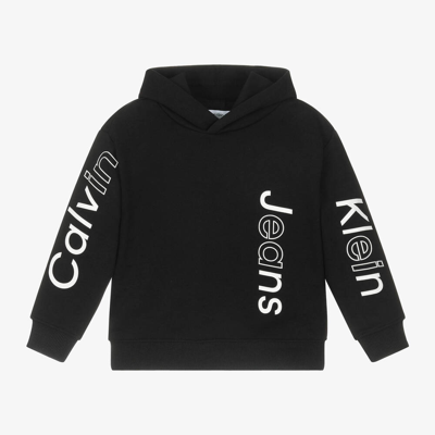 Shop Calvin Klein Boys Black Cotton Hoodie