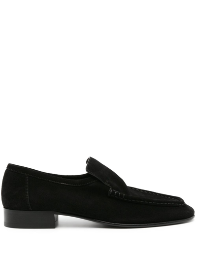 The Row Soft Suede Easy Loafers In Black