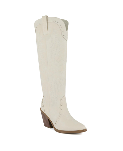 Shop Sugar Women's Kammy Wide Calf Tall Western Boots In Ivory
