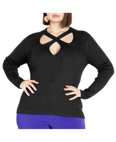 Shop City Chic Plus Size Malia Sweater In Black