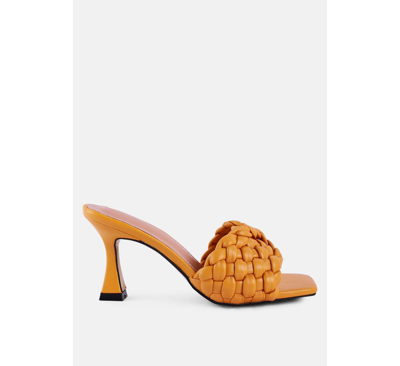 Shop London Rag Women's Celie Woven Strap Mid Heel Sandals In Yellow