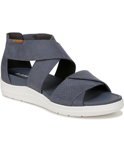 Shop Dr. Scholl's Women's Time Off Fun Ankle Strap Sandals In Oxide Blue Microfiber