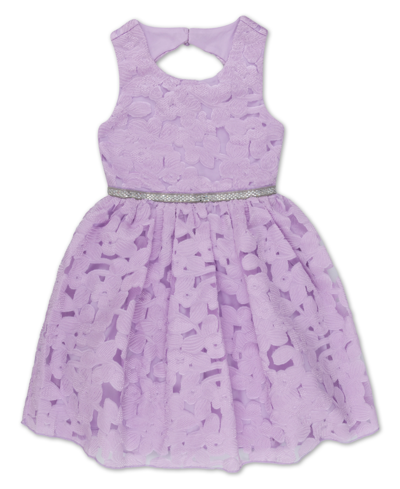 Shop Speechless Big Girls Sleeveless Floral Jacquard Dress In Lilac