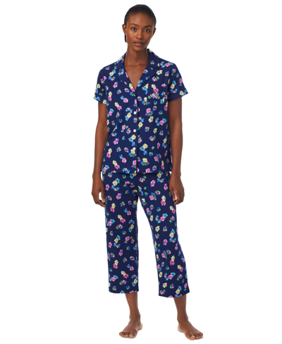 Shop Lauren Ralph Lauren Women's 2-pc. Printed Capri Pajamas Set In Navy Print