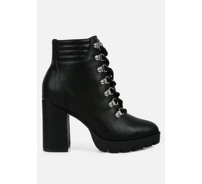 Shop London Rag Women's Hamilton's Lace Up Block Heel Boots In Black