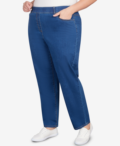 Shop Alfred Dunner Plus Size In Full Bloom Average Length Pants In Denim