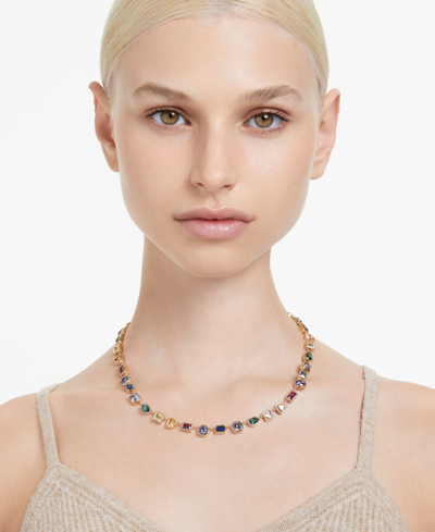 Swarovski Gold-tone Stilla Multicolor Crystal All Around Necklace, 15" + 2-3/4" Extender In Multicolored