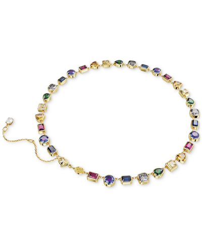 Swarovski Gold-tone Stilla Multicolor Crystal All Around Necklace, 15" + 2-3/4" Extender In Multicolored