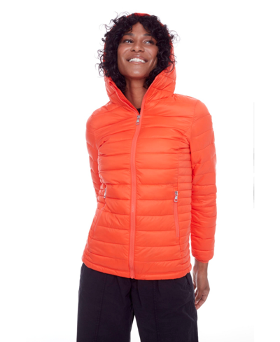 Shop Alpine North Women's Yoho Ladies' | Lightweight Packable Puffer Jacket & Bag In Tangerine