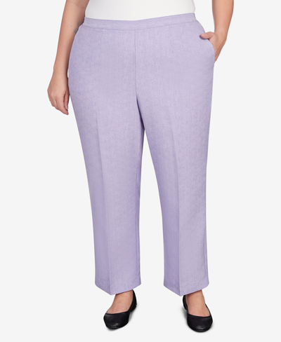 Shop Alfred Dunner Plus Size Isn't It Romantic Spring Flat Front Average Length Pull On Pants In Lilac