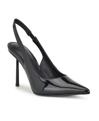 Shop Nine West Women's Denaye Pointy Toe Stiletto Dress Pumps In Black Patent- Faux Patent Leather