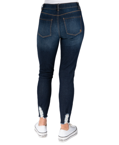 Shop Indigo Rein Juniors' Curvy High Rise Skinny Ankle Jeans In Dark Blue